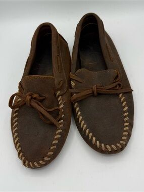 Minnetonka Leather Driving Moccasins Brown Loafers Slip On Size 8 Men 10 Women